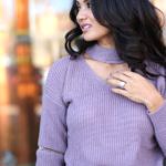 To Thine Own Style Be True | Debbie Savage | ROMWE | Purple Choker V-Neck Sweater