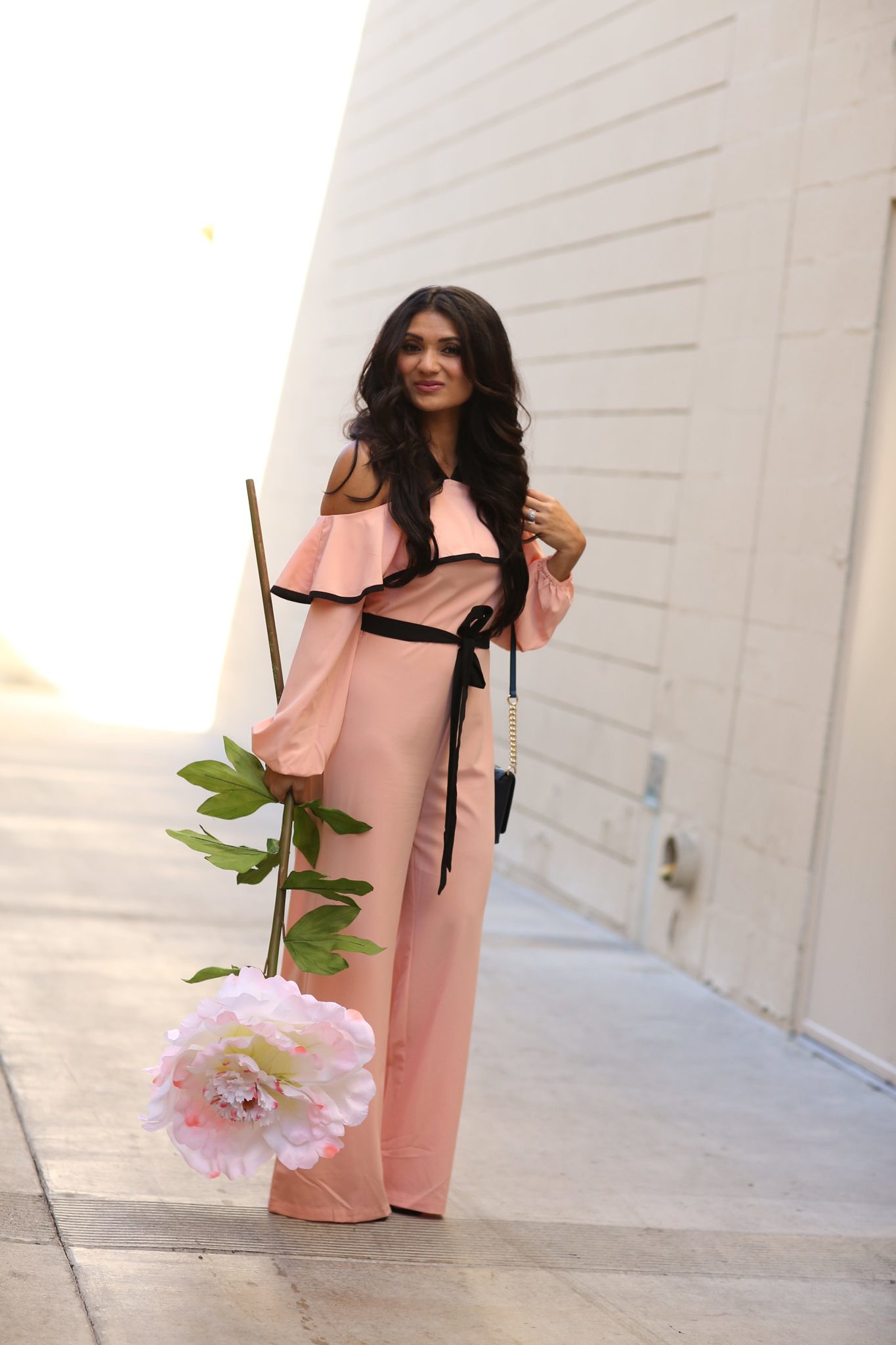 To Thine Own Style Be True | Debbie Savage | Shein | Pink Cold Shoulder Ruffle Jumpsuit