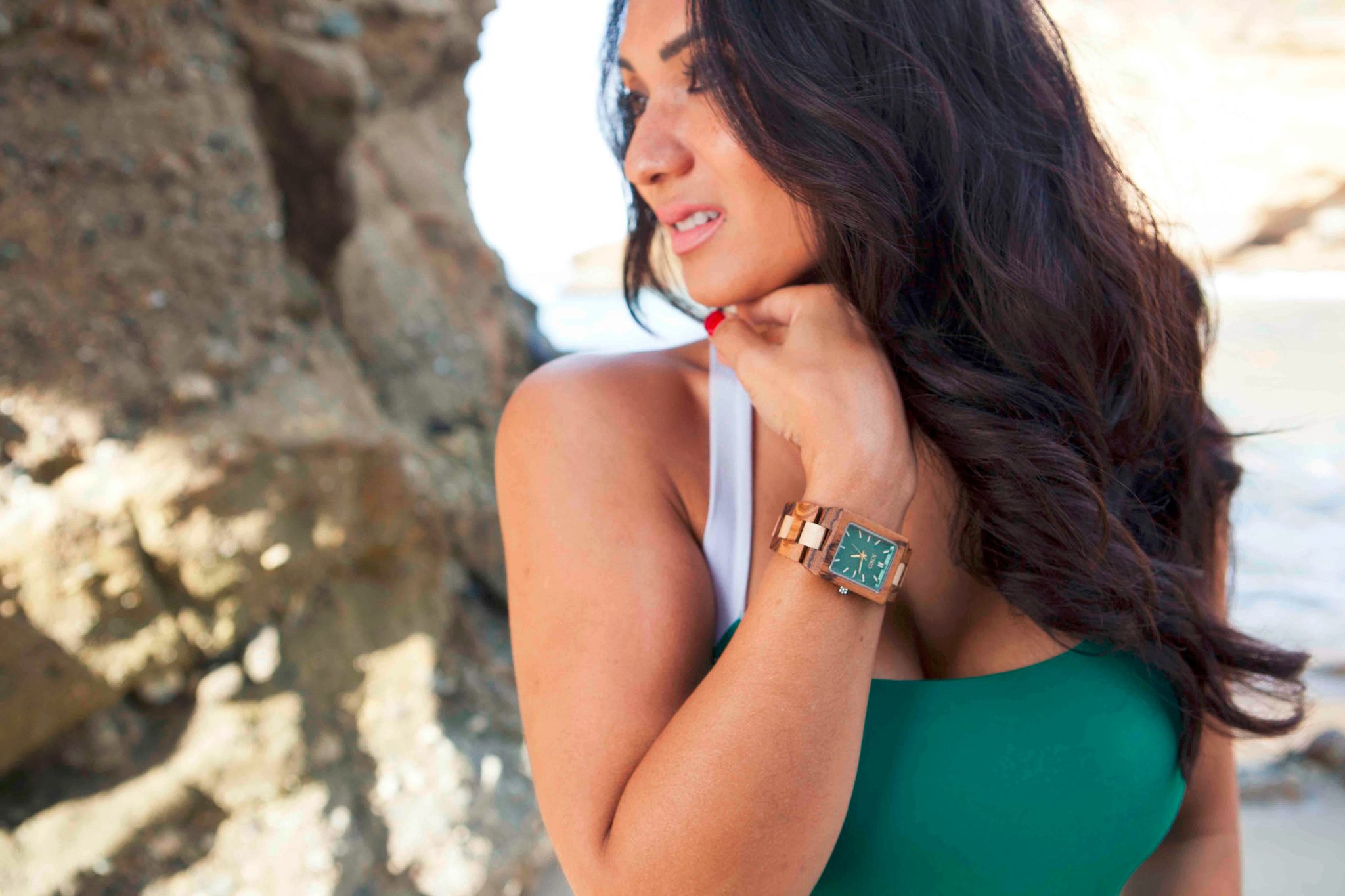 Debbie Savage of To Thine Own Style Be True is sharing her love for Jord Wood Watches at Three Arch Bay in Laguna Beach, California