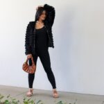 Trends to Try: Shaggy Faux Fur Jacket + Black Jumpsuit