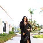 Strappy Black Midi Dress, Black Long Duster Cardigan Orange County Fashion Blogger Debbie Savage